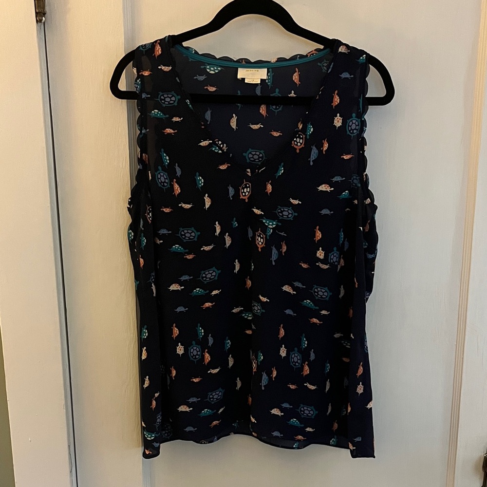 Maeve Turtle Print Sleeveless Top with Scalloped Details (Women’s 12)